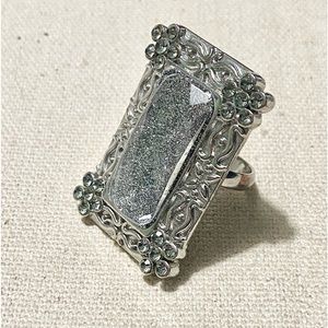 Silver Tone Statement Ring.